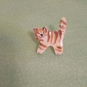 Hand Crafted Ceramic Kitty Cat Brooch